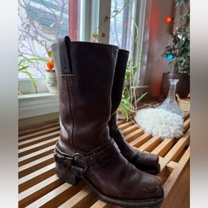 Vintage Frye Harness Boots Brown Womens 7